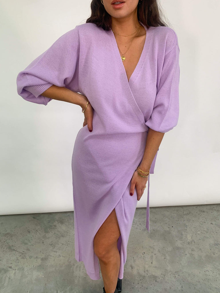 Beau Wrap Midi Dress - Lilac– Pretty Lavish